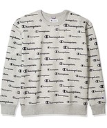 Champion Reverse Weave Fleece Grey Crew Neck All Over Logo $65, Sz L, NWT! - $27.71