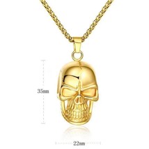 Punk Gold Skull Pendant Necklace For Men Gothic Retro Rock Jewelry Box Chain 24&quot; - £9.48 GBP