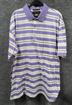 Greg Norman Shirt Mens 2XL Purple White Striped Polo Moisture Wicking Pl... - £14.59 GBP