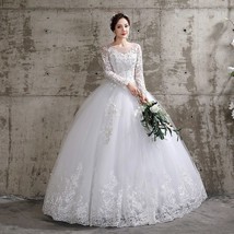 G dress new style bride plus size flower wedding dresses dreamy full sleeve bridal lace thumb200