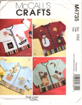McCall's Crafts M4735 Appliques for Sweatshirt Jacket Vintage Sewing Pattern - $12.16