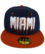 Miami Men&#39;s Molten Script Adjustable Snapback Baseball Cap Navy Blue/Red - £11.95 GBP