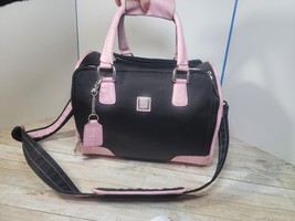 Diane von Furstenberg Toiletry Bag Leather Black Zip Travel Lined Nylon ... - $932.74 MXN