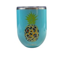 Swig Pineapple Aqua Blue Stemless Wine Tumbler Cup 12oz Stainless - $7.84