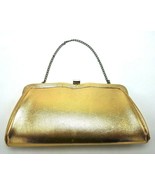 Vintage Gold Clutch Purse With Chain 10 1/2&quot; x 5 1/2&quot; VG Cond Unbranded ... - $11.83