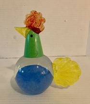 Colorful Glass Rooster Chicken Figurine Paperweight Funky Farmhouse Hen Figure - $13.09