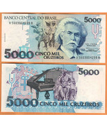 BRAZIL  ND (1993) UNC 5000 Cruzeiros Banknote Paper Money Bill P- 232c P... - £1.96 GBP