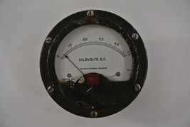 Sangamo Kilovolts Test Meter 1965 Moving Coil 4 1/4&quot; Vtg Steampunk Gauge - £23.19 GBP