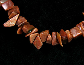 Goldstone Beads Odd Necklace Vintage Beaded Choker Sparkly Glitter Glass 17.5&quot; - £13.46 GBP