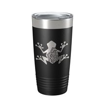 Frog Mandala Tumbler Travel Mug Insulated Laser Engraved Coffee Cup Frog Zentang - £23.89 GBP