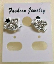 Hello Kitty MINI 1/4" White Crystals Stud Earrings - £7.90 GBP
