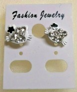 Hello Kitty MINI 1/4&quot; White Crystals Stud Earrings - $188.16 MXN