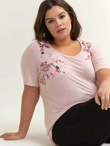 Sleepwear Plus Size Pajama Top 2X Loose Comfy Stretchy Ballet Pink Floral - £11.86 GBP