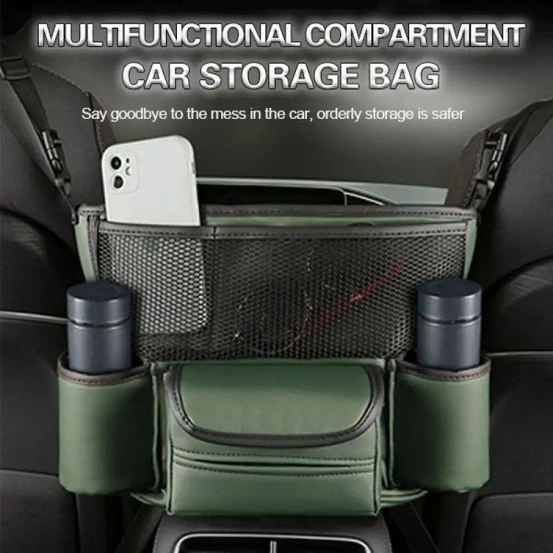 Mintiml® Car Large Capacity Pu Storage Bag Car Front Seat Middle Storage Bag - £19.70 GBP+