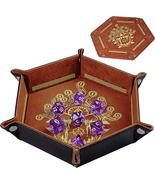 D&amp;D Dice Tray PU Leather Hexagon Dice Holder Printed with Beholder Porta... - £15.34 GBP