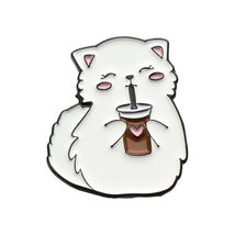 Gift Creative Fashion Pin Dripping Brooch Cartoon Cute Cat Brooch White - £7.72 GBP