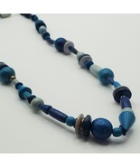 Wooden Beaded Necklace 1 Strands Blue Womens Jewelry - £11.88 GBP