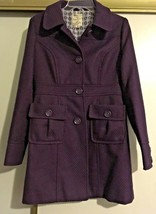 Tulle Anthropologie Coat Long Classic Button up Purple Jacket Junior Small - £27.17 GBP