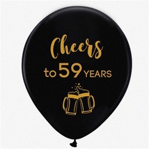 &quot;59 &amp; Fine&quot; Balloon Bouquet - Celebrate with Black Latex Cheers! Perfect 12&quot; Dec - £29.80 GBP