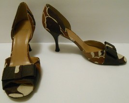 Stuart Weitzman Abstract Floral Twill High Heel Shoes Brown Tan Ivory 10 M - £43.92 GBP