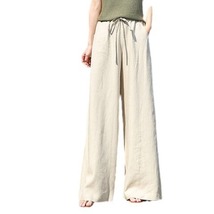 Women&#39;s loose large size breathable high waist linen wide-leg trousers - £35.97 GBP