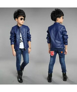 Stylish Blue Leather Jacket Kids Genuine Lambskin Jacket Handmade Party ... - $1,879.36 MXN+