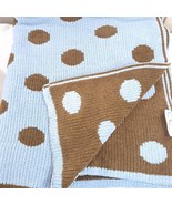 Cocalo Baby Blanket Blue Brown Polka Dot Chenille Plush sweater Knit Rev... - $1,476.42 MXN