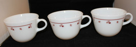 Corning Corelle Pyrex Set of 3 Burgundy Rose Milk Glass Coffee Mug Cups USA - £40.11 GBP