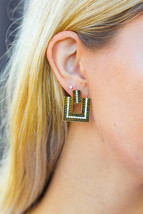 Gold Geometric Rhinestone Detail Dangle Earrings - £6.02 GBP
