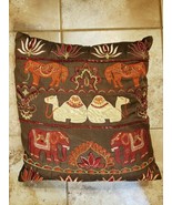 Pier 1 Accent Pillow Elephants Camels Horses Embellished 16&quot; x 16&quot; - £23.21 GBP