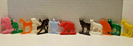 12 Vintage Plastic Cracker Jack Prizes Charm Semi-Flat Stand-Up Animals sku90 - £11.71 GBP