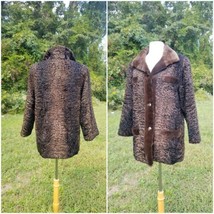 Vintage Astrakhan persian ombre brown jacket coat beaver lamb collar M - $118.80