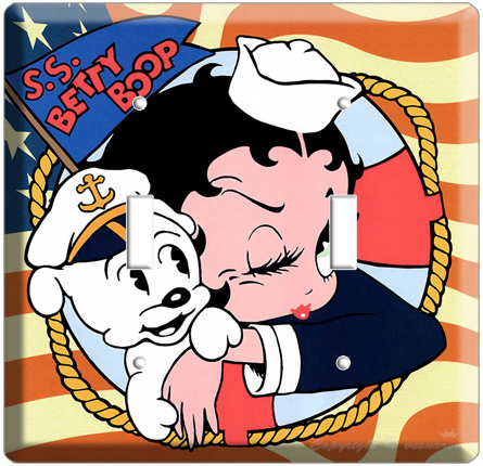 BETTY BOOP SEXY PIN UP SAILOR PUDGY PUPPY DOG DOUBLE LIGHT SWITCHPLATE COVER dvd