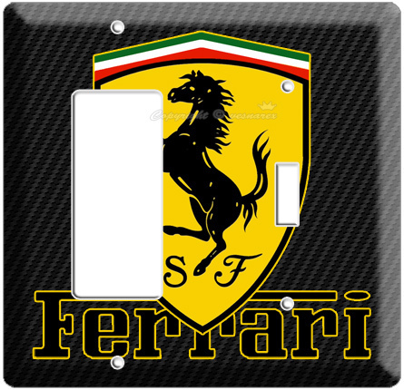 FERRARI EMBLEM CARBON SCUDERIA SHIELD RIGHT GFI LIGHT SWITCH OUTLET COMBO COVER