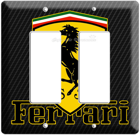 FERRARI EMBLEM LOGO CARBON FIBER SCUDERIA SHIELD DOUBLE DECORA LIGHTSWITCH COVER