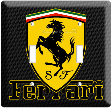 FERRARI EMBLEM LOGO CARBON FIBER SCUDERIA SHIELD DOUBLE LIGHT SWITCH PLATE COVER