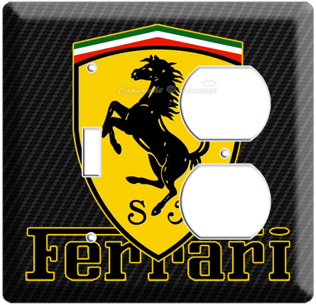 FERRARI EMBLEM LOGO CARBON SCUDERIA SHIELD LEFT LIGHT SWITCH OUTLET COMBO COVER