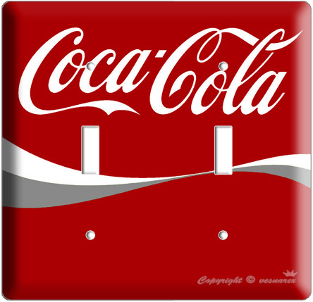 NW COCA-COLA CLASSIC GREY DOUBLE LIGHT SWITCH COVER WALLPLATE RETRO VINTAGE COKE