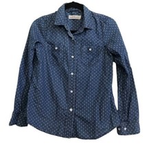 Hanna Andersson LOVE, HANNA Womens Shirt Blue Button Up Polka Dot Chambr... - £9.82 GBP