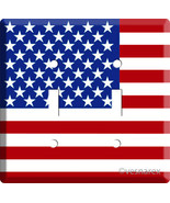 USA AMERICAN PATRIOTIC STARS AND STRIPES FLAG DOUBLE LIGHT SWITCH COVER PLATE US - $11.99