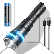 LED Rechargeable Zoomable Tactical Flashlight, Powerful High Lumens Flashlight, - £23.11 GBP