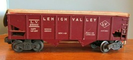 VINTAGE LIONEL 0 - O27 GAUGE LEHIGH VALLEY RED HOPPER TRAIN CAR W /BOX-6456 - £32.37 GBP