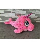 Pink Narwhal Unicorn Fish Stuffed Toy 13&quot; Plush w Star Sparkles - Exc Co... - $273.40 MXN