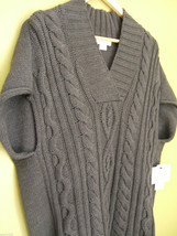 NWT Liz Claiborne Relaxed Oversized Knit Cardigan Charcoal Gray SS Sweat... - £47.16 GBP