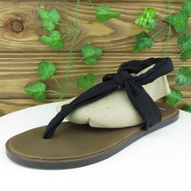 Sanuk Women Thong Shoes  Black Fabric Pull On Size 9 Medium (B, M) - £13.20 GBP