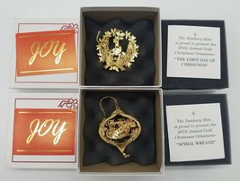 Danbury Mint 2010 &amp; 2012 Annual 23K Gold Christmas Ornaments Spiral Wreath - $55.77
