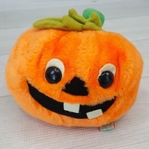 Vintage R. Dakin Pumpkin Jack O Lantern 7 x 5&quot; Plush Ground Nutshells Korea - $38.79