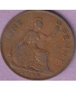 1938 British UK large Penny coin Peace Age 85 years old KM#845 sure Buy ... - £2.02 GBP