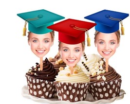 Graduation Face Cupcake Toppers w/ Your Photo - £13.29 GBP