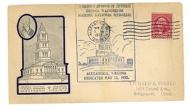 Alexandria VR Masonic first postal day cover 1932 Geo Washington memorial histor - £11.24 GBP